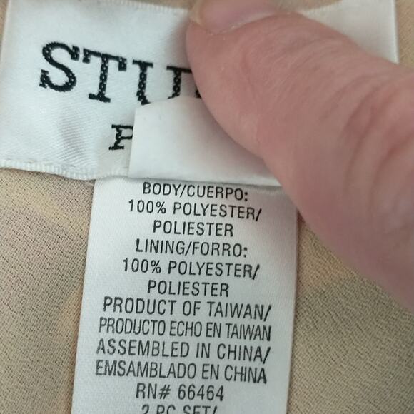 Studio I Waterfall Back Chiffon Top Wmn's 14P Yellow Floral Split Cap Sleeve Y2K - Picture 12 of 16